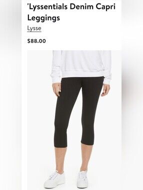 Lysse Lyssentials Black Slim Stretch Knit Denim Capri Large New Travel Casual